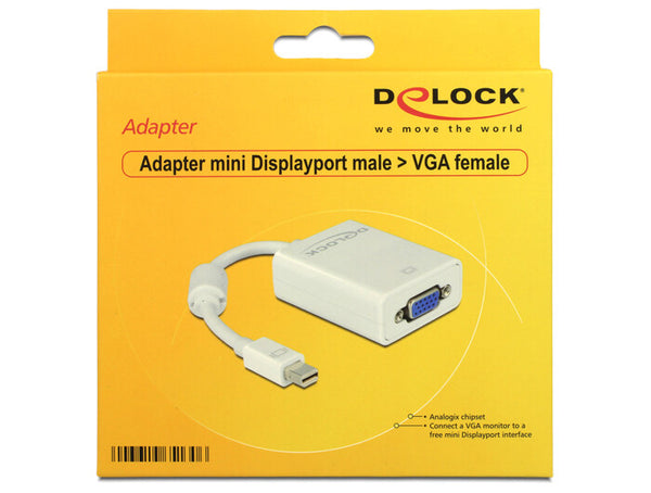 DeLOCK Adapter mini Displayport / VGA FM 0,18 m VGA (D-Sub) Hvid