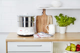 Tefal VC1451 dampkoger 2 kurv(e) Bordplade Rustfrit stål, Hvid