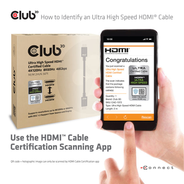 CLUB3D cac-1373 HDMI-kabel 3 m Sort