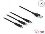 DeLOCK 87152 USB-kabel USB 2.0 0,3 m USB A USB C/Micro-USB B/Lightning Sort