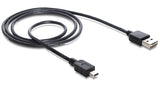 DeLOCK 1m USB 2.0 A - mini USB m/m USB-kabel USB A Mini-USB A Sort