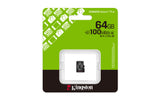Kingston Technology 64 GB micSDXC Canvas Select Plus Gen3 100R A1, enkelt pakke uden ADP