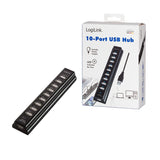 LogiLink UA0096 interface hub USB 2.0 480 Mbit/s Sort