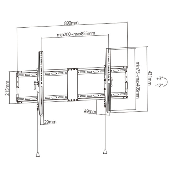 Gembird WM-90T-01 tv-beslag 2,29 m (90") Sort