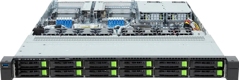 GIGABYTE R163-Z35-AAH1 rev 3.x AMD SoC Socket SP5 Stativ (1U) Sort, Stål