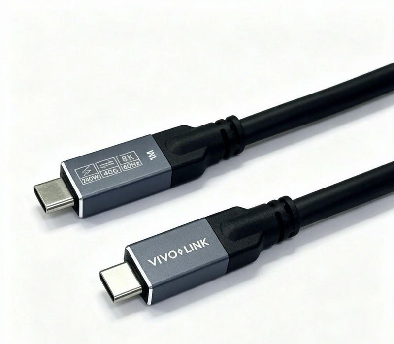 Vivolink USB-C to USB-C Cable 1m - USB4, 40Gbps, 100W PD, 8K, Enterprise-tested USB-kabel USB4 Gen 2x2 USB C 40 Gbit/sek. 240 W Sort