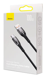 Baseus Glimmer USB-kabel USB 2.0 1 m USB A USB C 480 Gbit/sek. Sort