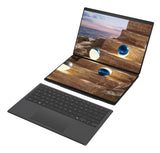 ASUS Zenbook Duo UX8407AA-SN469X Copilot+ PC Intel Core Ultra 9 386H Laptop 35,6 cm (14") Berøringsskærm 3K 32 GB LPDDR5x-SDRAM 1 TB SSD Wi-Fi 7 (802.11be) Windows 11 Pro Tysk Grå