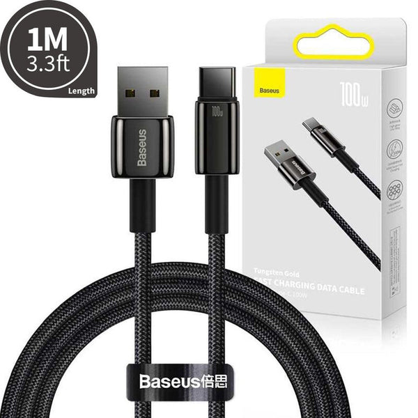 Baseus CAWJ000001 USB-kabel USB 2.0 1 m USB C 0,48 Gbit/sek. 100 W Sort