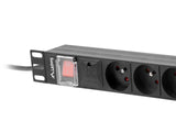 Lanberg PDU-08E-0200-BK strømforsyningsenhed (PDU) 8 AC stikkontakt(er) 1U Sort