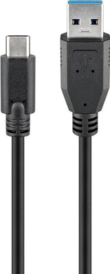 Goobay 44712 USB-kabel USB 3.2 Gen 1 (3.1 Gen 1) 1 m USB A USB C 5 Gbit/sek. Sort