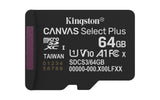 Kingston Technology 64 GB microSDXC Canvas Select Plus Gen3 100 MB/s A1-kort + adapter