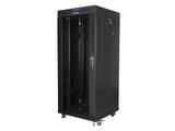 Lanberg free standing rack 19inch cabinet 27U 600x600 glass door LCD flat pack black Fritstående reol