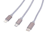 TROIKA CBL30/GY USB-kabel 1 m USB C USB C/Micro USB-A/Lightning Grå