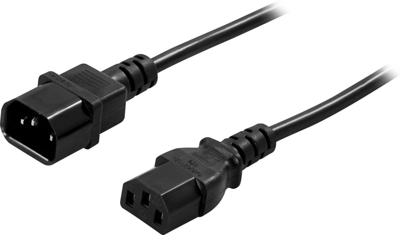 Deltaco Forlængerkabel til tilslutning mellem enhed og PSU/kabel, maks 250V/10A, 3m, sort