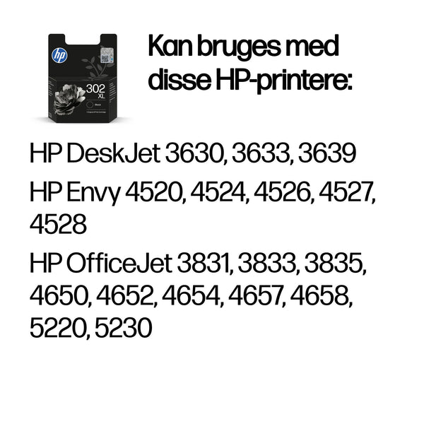HP Original 302XL-blækpatron med høj kapacitet, sort