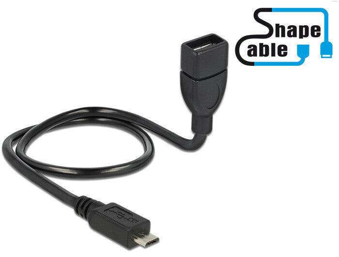 DeLOCK 0.5m, USB2.0 Micro-B/USB2.0-A USB-kabel 0,5 m Micro-USB B USB A 0,48 Gbit/sek. Sort