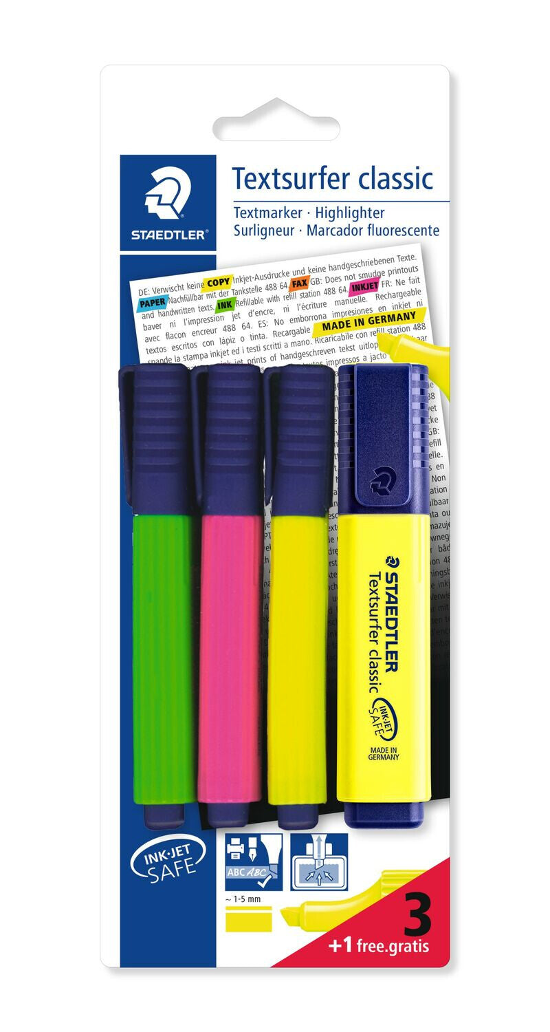 Staedtler Textsurfer classic 364 speedmarker 4 stk Mejselspids Grøn, Lyserød, Hvid