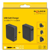 DeLOCK 41473 oplader til mobil enhed Laptop, Smartphone, Tablet Sort Vekselstrøm Hurtig opladning Indendørs