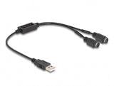 DeLOCK 61061 PS/2-kabel 0,43 m 2x 6-p Mini-DIN USB A Sort