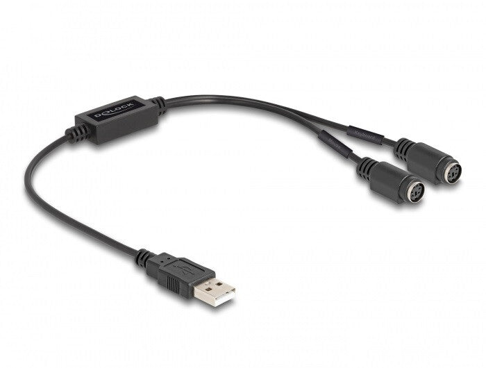 DeLOCK 61061 PS/2-kabel 0,43 m 2x 6-p Mini-DIN USB A Sort