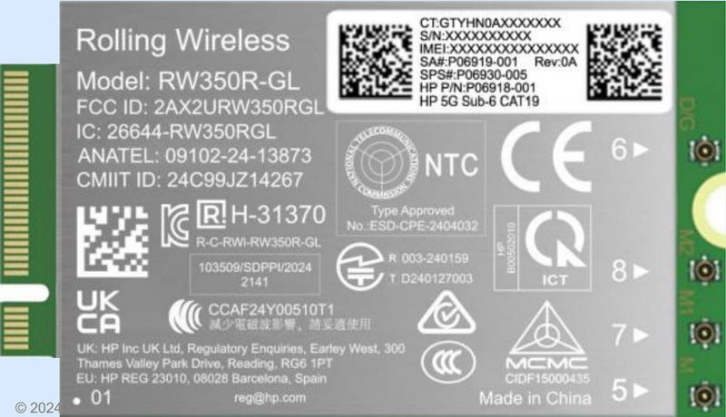 HP 5G Sub-6 WWAN interface-kort/adapter Intern