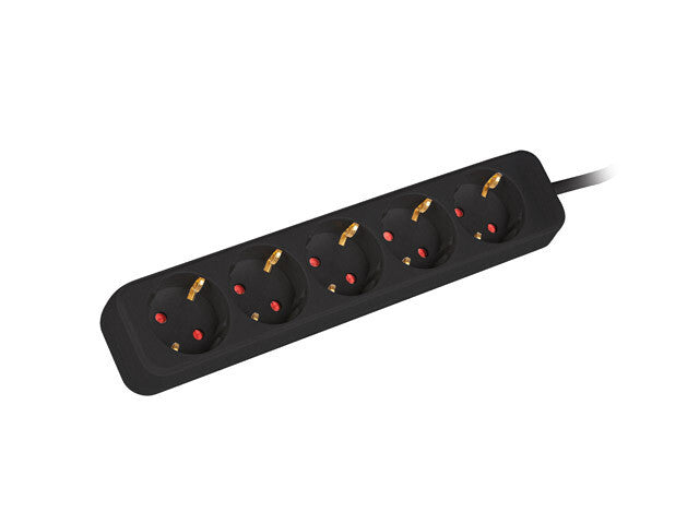 Lanberg PS0-05F-0150-BK stikdåse 1,5 m 5 AC stikkontakt(er) Indendørs Sort