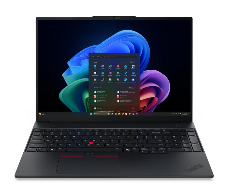 Lenovo ThinkPad E16 Gen 4 (Intel) Copilot+ PC Intel Core Ultra 7 355 Laptop 40,6 cm (16") WUXGA 32 GB DDR5-SDRAM 512 GB SSD Wi-Fi 7 (802.11be) Windows 11 Pro Tysk Sort