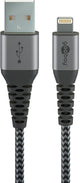 Goobay 49268 Lightning kabel 1 m Grå, Sølv