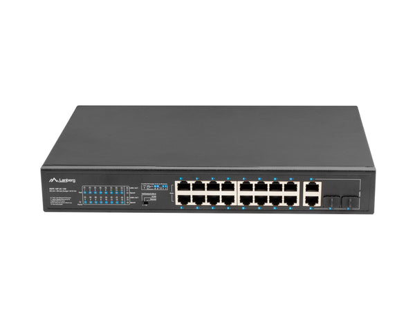 Lanberg RSFE-16P-2C-150 netværksswitch Ikke administreret Gigabit Ethernet (10/100/1000) Strøm over Ethernet (PoE) 1U Sort