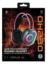 Deltaco Gaming DH230 Semi-transparent Gaming Headset, RGB powered Headband