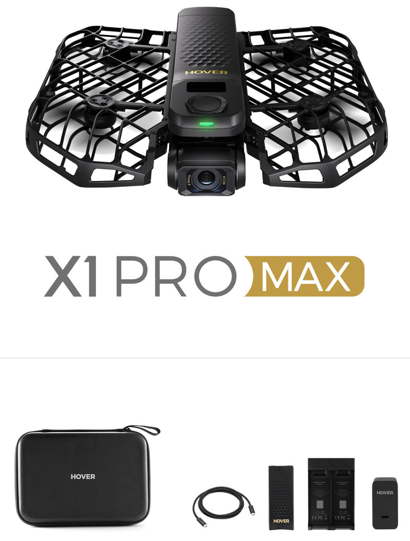 HOVERAir X1 Pro Max Basic Combo 4 rotorer Quadrokopter 48 MP 7680 x 4320 pixel 1920 mAh Sort