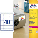 Avery L6140-20 selvklæbende etiket Afrundet rektangel Permanent Hvid 800 stk