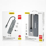 DUDAO Alu 6-in-1 USB3.0 Fast Hub multi-functional Ledningsført USB 3.2 Gen 1 (3.1 Gen 1) Type-C Grå