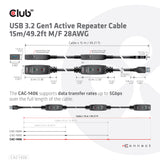 CLUB3D CAC-1406 USB-kabel USB 3.2 Gen 1 (3.1 Gen 1) 15 m USB A 5 Gbit/sek. Sort