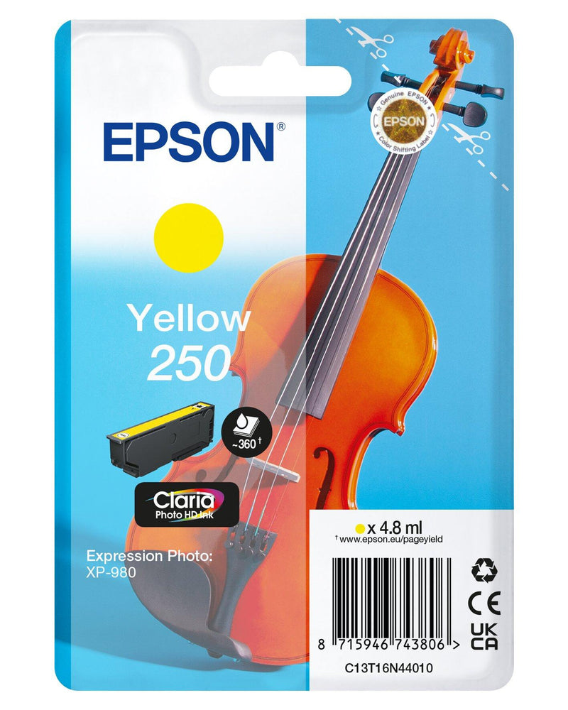 Epson 250 Violin Claria Photo HD blækpatron 1 stk Original Standard udbytte Gul