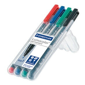 Staedtler Lumocolor 318 WP4 speedmarker Fin spids Sort, Blå, Grøn, Rød 4 stk