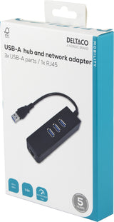 Deltaco Network adapter 1xGbitRJ45 1xUSB3 A ma 3x USB3 fe black