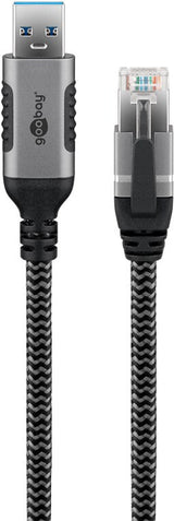 Goobay 70497 kabel kønsskifter USB A RJ-45 Sort, Sølv