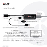 CLUB3D CAC-1335 videokabel adapter 1 m HDMI + USB DisplayPort Sort