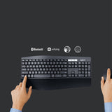 Logitech 920-008221 tastatur Mus inkluderet Universel RF trådløs + Bluetooth QWERTZ Tysk Sort