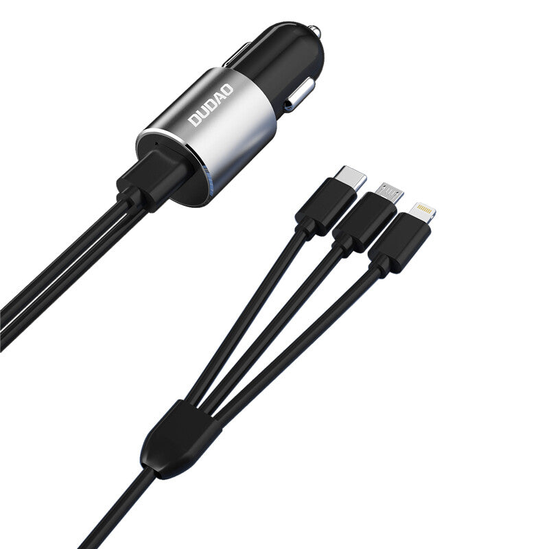 DUDAO R5ProN 3.4A Car Charger Built-in cables Universel Grå Cigartænder Hurtig opladning Automatisk