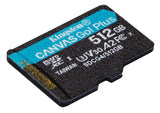 Kingston Technology 512 GB microSDXC Canvas Go! Plus Gen4 200 MB/s A2 U3 V30-kort + adapter