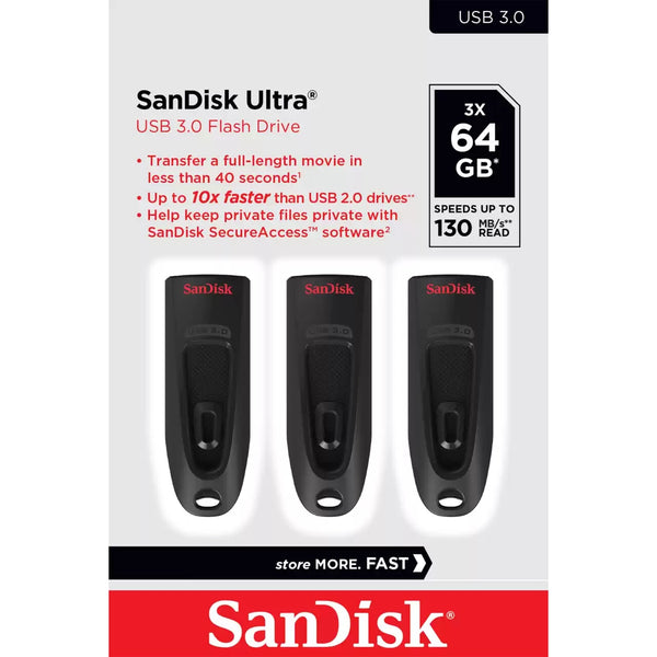 SanDisk Ultra USB-nøgle 64 GB USB Type-A 3.2 Gen 1 (3.1 Gen 1) Sort