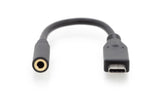 Digitus AK-300321-002-S kabel til mobiltelefon Sort 0,2 m USB C 3.5mm