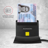 Axagon CRE-SM2 smartcard læser Indendørs USB USB 2.0 Sort