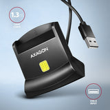 Axagon Universal desktop USB contact Smart/ID card reader with long USB-A cable. Suitable for the eObanka application. smartcard læser Indendørs USB 2.0 Sort