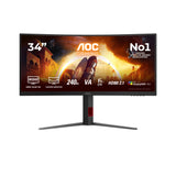 AOC G4 CU34G4Z computerskærm 86,4 cm (34") 3440 x 1440 pixel Wide Quad HD LED Sort, Rød