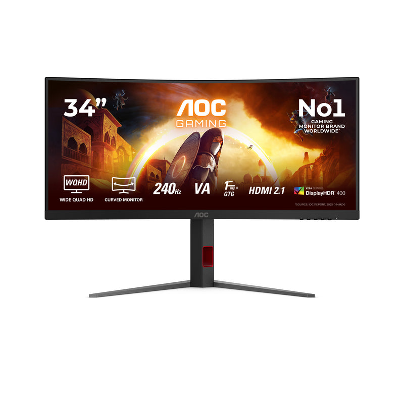 AOC G4 CU34G4Z computerskærm 86,4 cm (34") 3440 x 1440 pixel Wide Quad HD LED Sort, Rød
