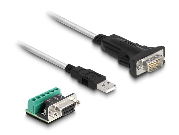 DeLOCK 63465 serielkabel Sort, Transparent 1,8 m USB Type-A DB-9